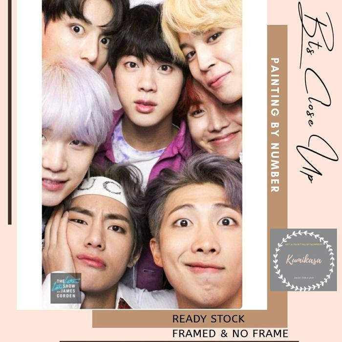 Terbaru DIY painting by number bts 50x40cm k-pop bangtan korea BTS CLOSE UP - framed