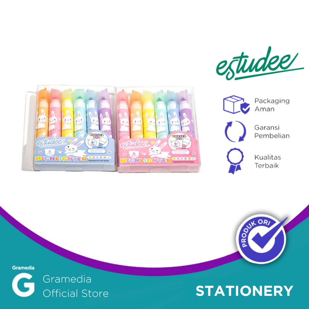 

Highlighter Estudee Cute Rabbit 6colors/Set Es-3053
