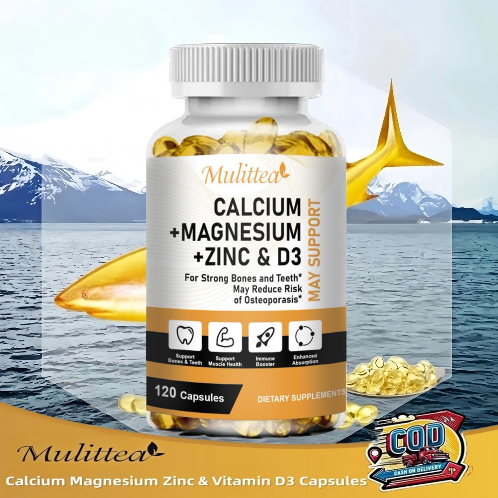 Mulittea Calcium Magnesium Zinc & Vitamin D3 Capsule 120pcs -Calcium Magnesium Zinc & Vitamin D3 Kap