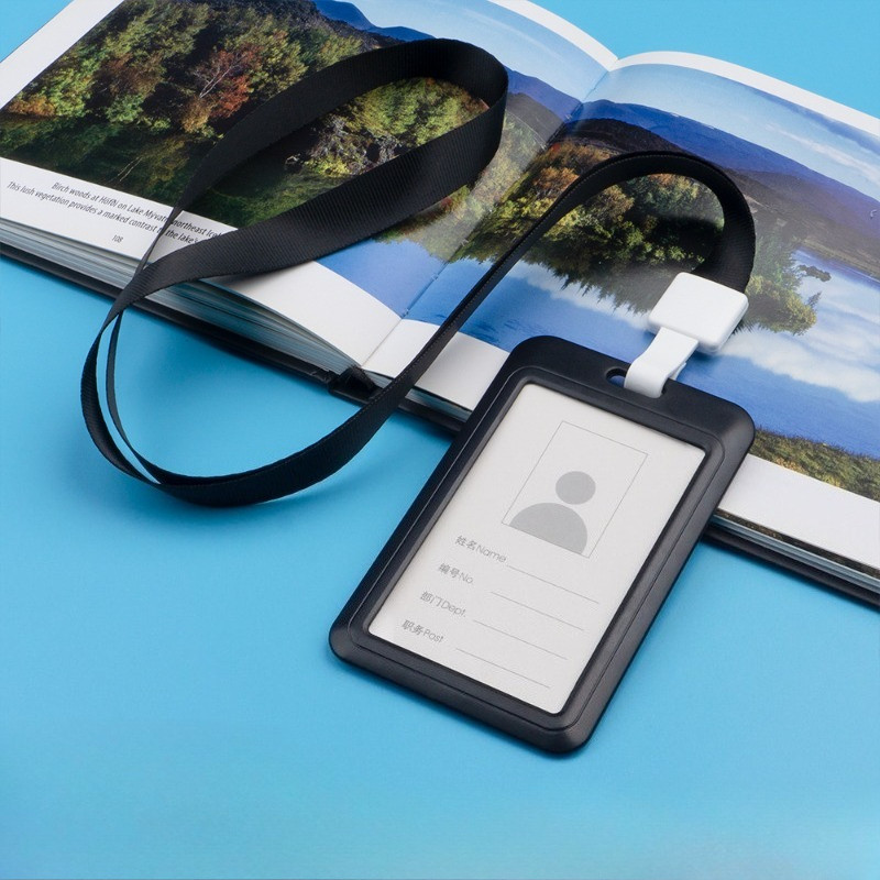 

Double-sided Transparent Badge Holder ID Card Cover Case with Lanyard for Staff Work Pass Card Holder Name Tag Working Permit