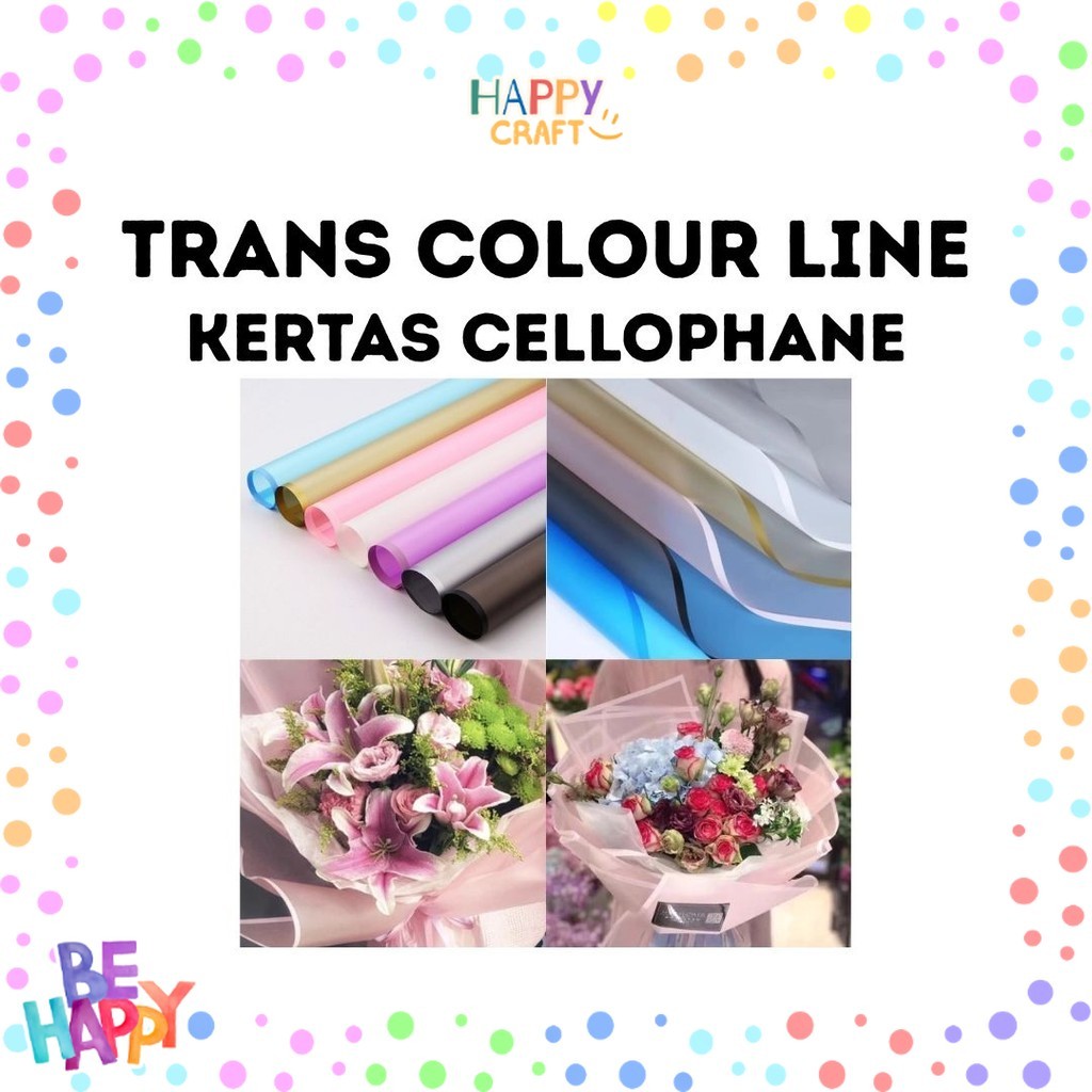 

(20 LEMBAR) Kertas Cellophane Buket Bunga - TRANSPARAN COLOUR LINE - Flower Wrapping Paper