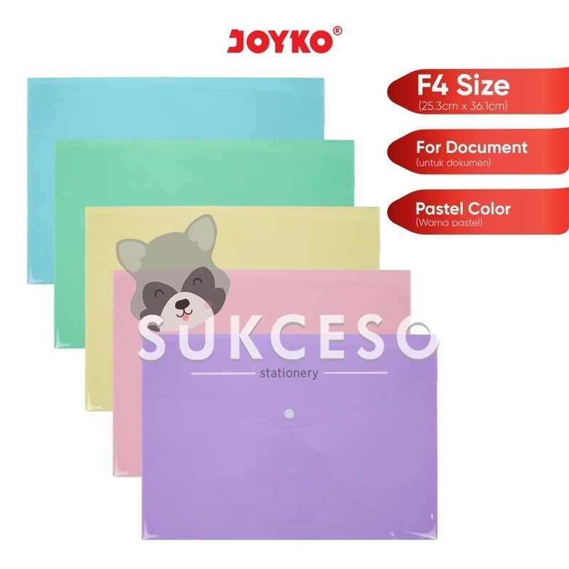 

Joyko Data Bag DBG-108 Map Kancing Bahan Plastik F4 Pastel Color