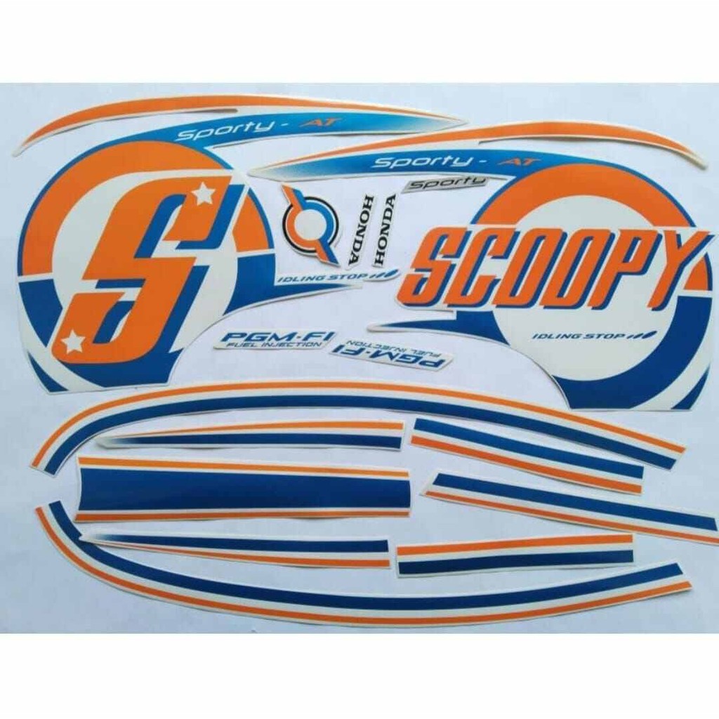 Striping Ori body Honda Scoopy sporty fi 2015 2016 stiker bawaan original bodi honda scopy stylish s