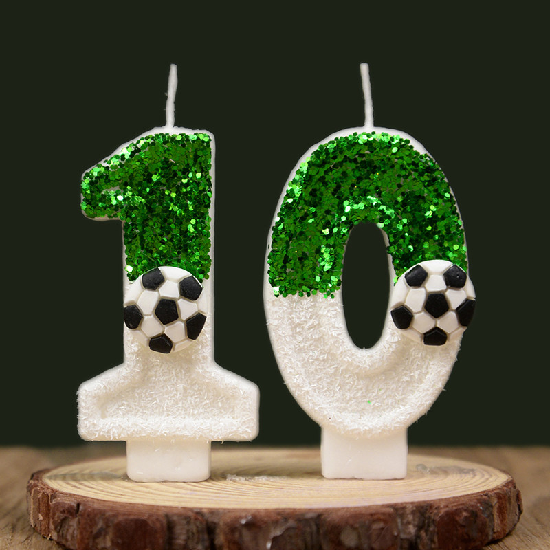 

0-9 Number Soccer Cake Candles Kids Sports Theme Football Birthday Party Decoration Favors Cupcake Topper Cake Decor Supplies