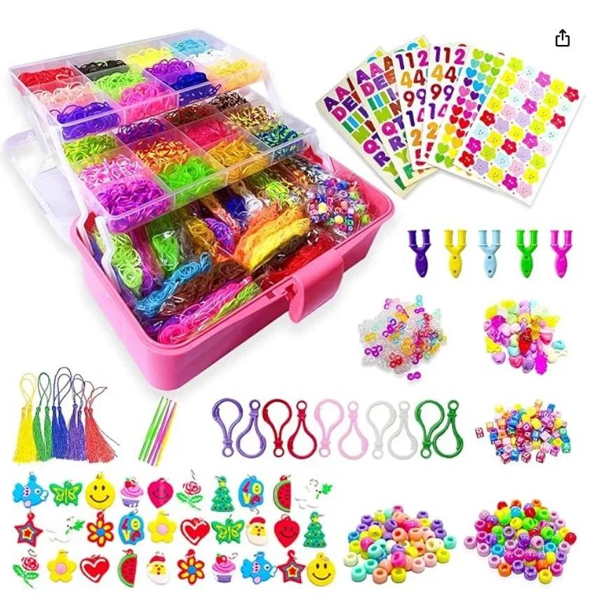 

Boxed! DIY Handmade Rubber Bands Loom Weaving Tool Box Bracelet Kit Pendant for Children Knitting Elastic Art Crafts Beaded Toys