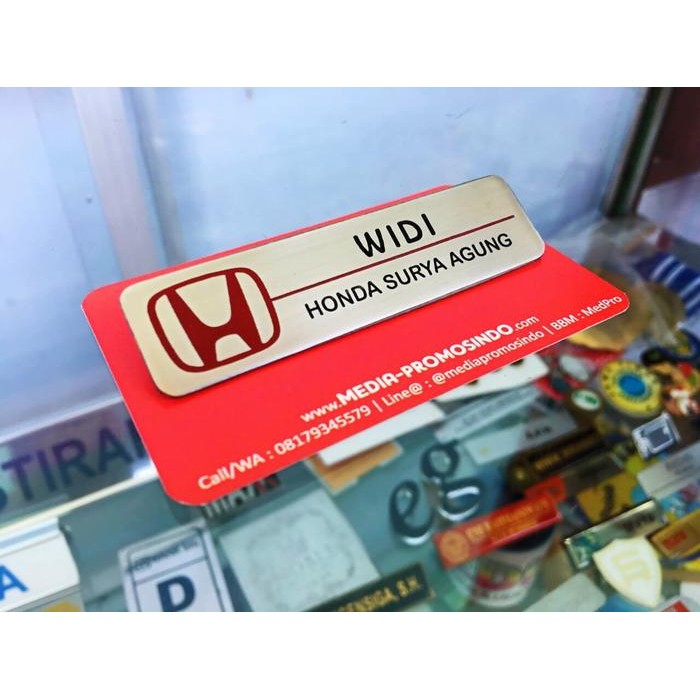 

Promo Nama Dada / Name Tag Stainless/Kuningan 1mm Gravir Peniti