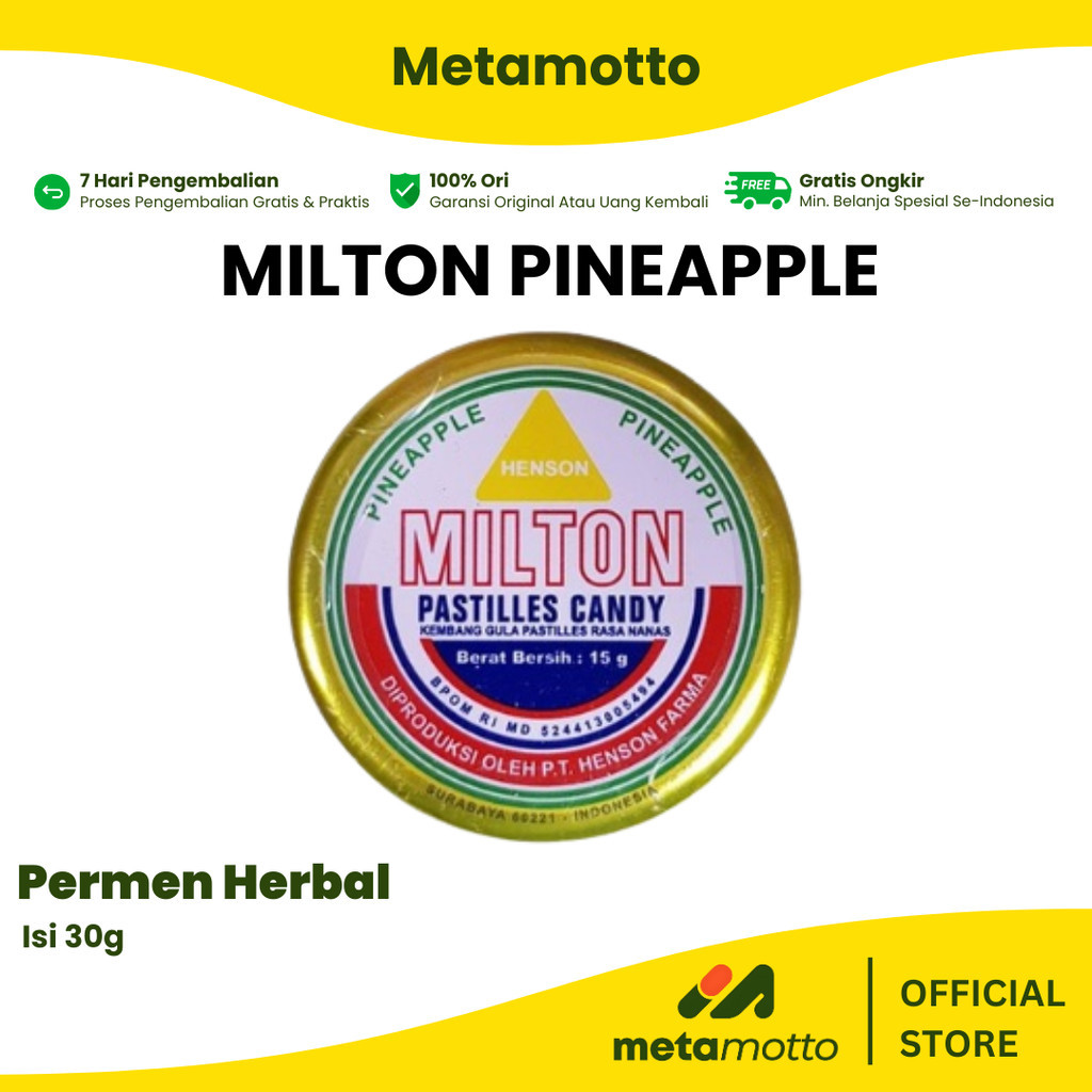 

MILTON PASTILLES RASA NENAS 1 Kaleng 30gr - Metamotto Marelan