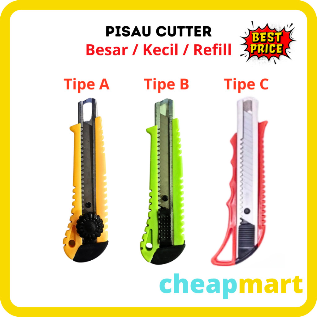 

[Min-3] Cutter Stainless Steel Silet Pemotong Kertas, Dus, Karet