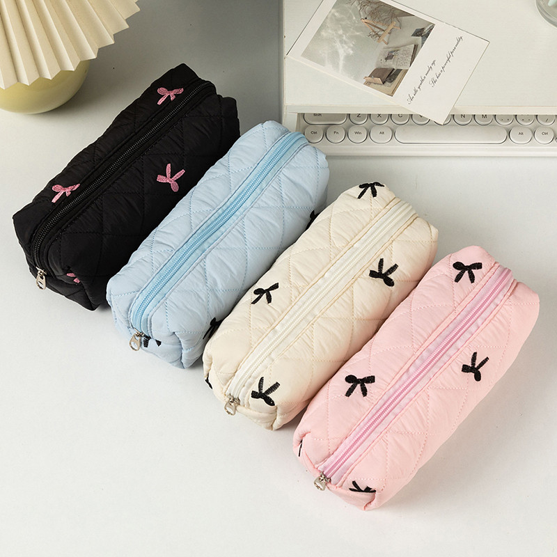 

Bowknot Print Pencil Case Portable Stationery Case Storage Bag for Back to School Large Capacity Students Cosmetics Bag 필통