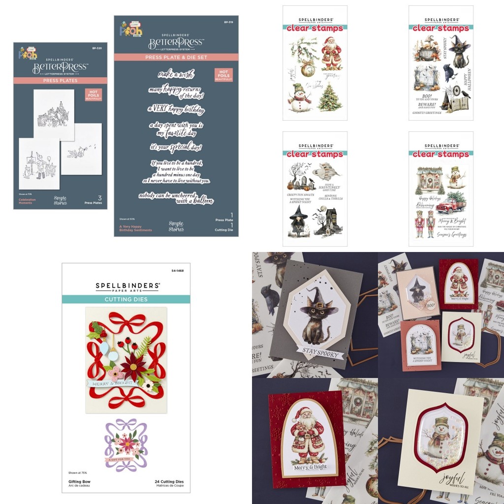 

Spooky Rub-On Sheets Collection Christmas Gifting Bow Clear Stamps Cutting Dies Hot Foil DIY Make Card Scrapbook Embossed Paper