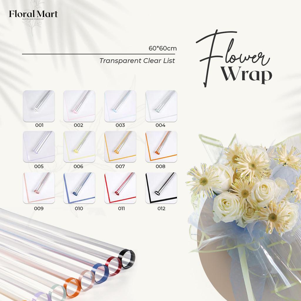 

Kertas Bucket Bunga New Frame Transparant Bening Cellophane Waterproof 5 Lembar | Premium Flower Wrapping Paper Flomart