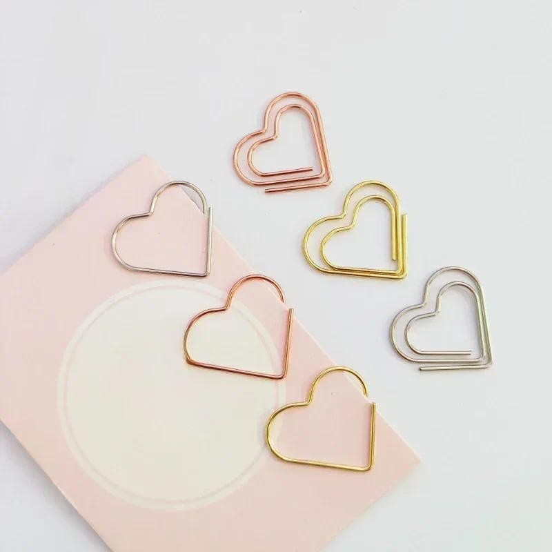 

50Pcs/pack Hearts Metal Clips Mini Papers Binder Clip Bookmark Book Binding Notebook Decor Stationery School Binding Supplies