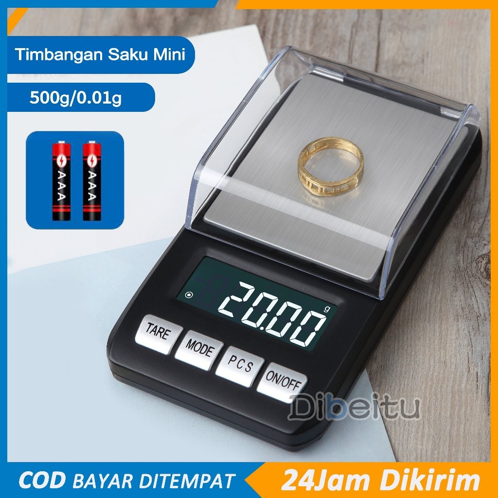 Timbangan Emas 0.01 Gram Mini Digital Pocket Scale 500/0.01 Gram Timbangan Perhiasan Digital