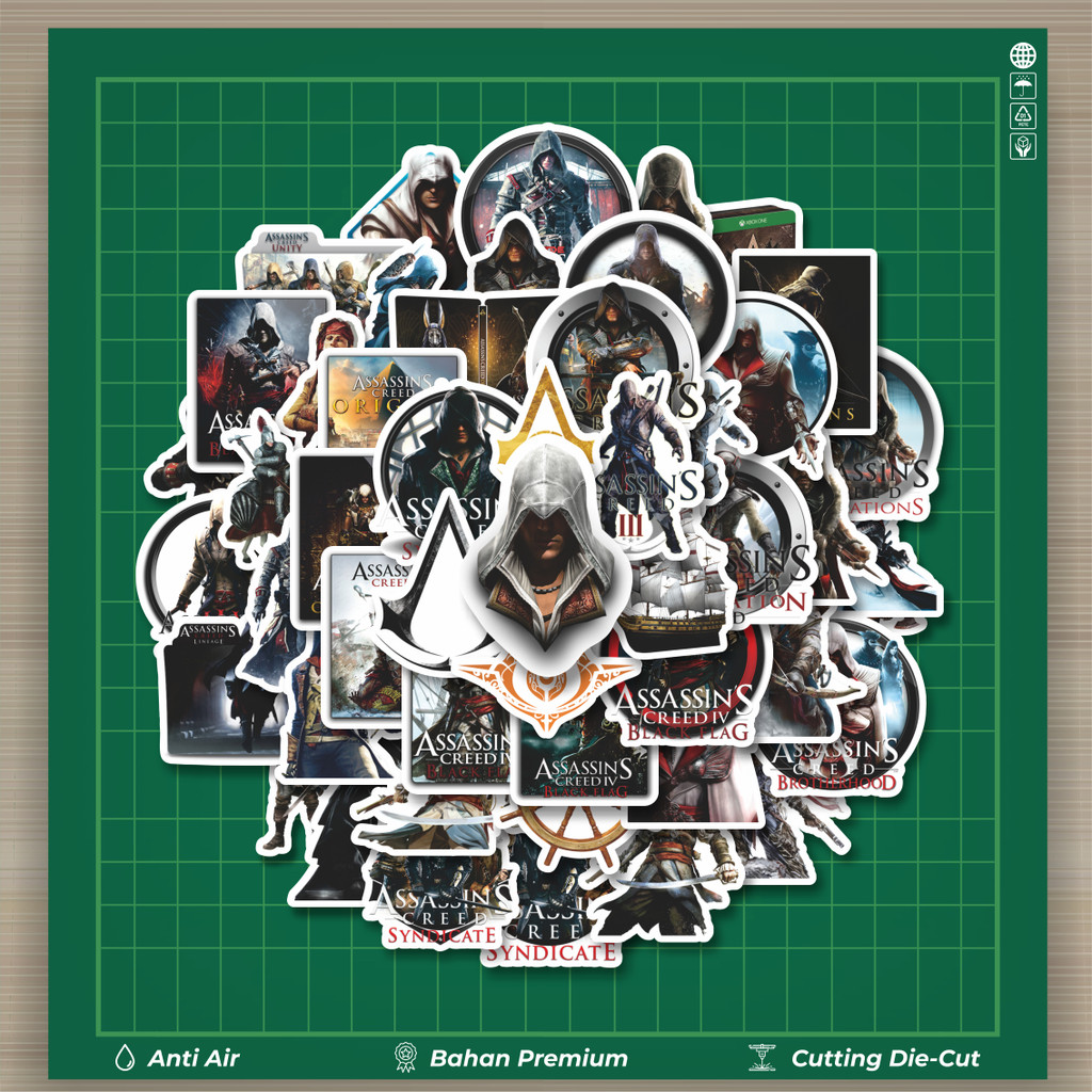 

HOT 50 PCS STIKER Game Series Assasin's Creed Universe Mix 1 Fashion Cars Decal Dingin Kartu Album Custom Vinyl Anti Air- Sticker Aesthetic Buku Journal Koper Casing HP Tablet Laptop Helm Motor Botol Minum