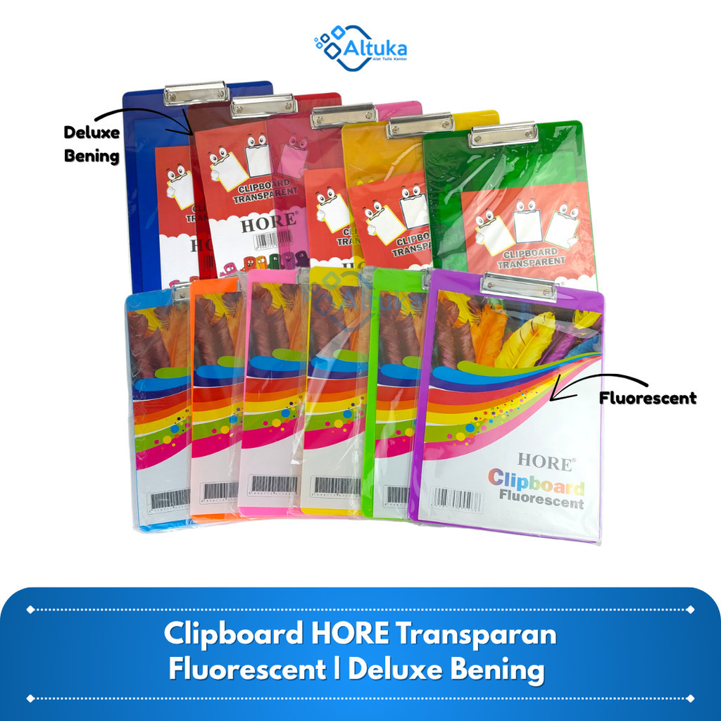 

Alas Ujian/ Papan Jalan / Papan Klip / Clipboard F4 Folio Deluxe Bening / ransparan Fluorescent