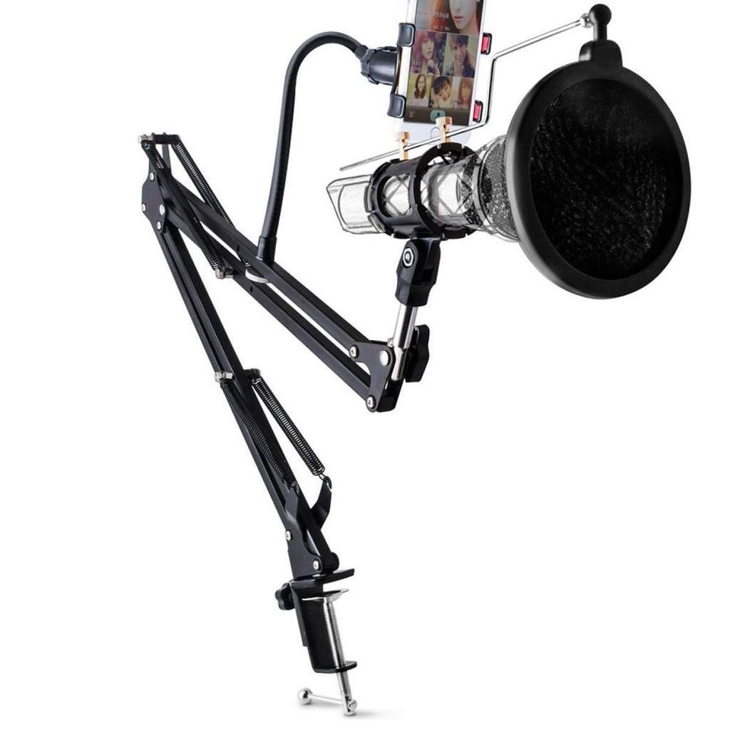 SET HOLDER MICROPHONE CONDENSER MIC HOLDING REKAMAN MIK KARAOKE KAROKE PEGANGAN MEJA VLOG STAND MIX