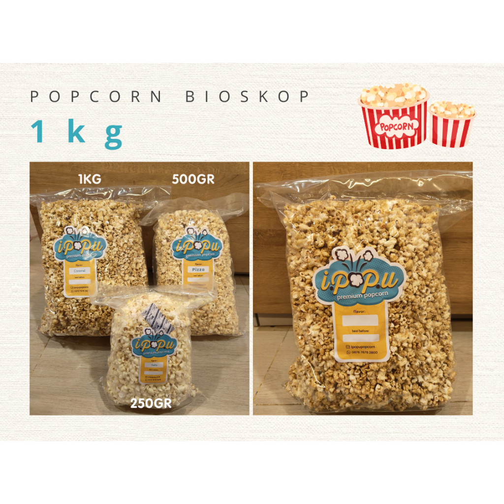 

Popcorn Bioskop 1 kg Popcorn Cinema Popcorn CGV / I POP U Premium Popcorn 1kg cemilan keluarga / cemilan anak popcorn TANPA PENGAWET / Makanan ringan anak dan keluarga