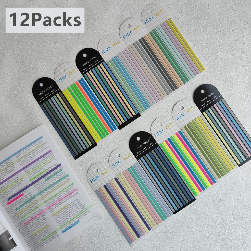

12Packs/Set Transparent Sticky Notes Self-Adhesive BookMarkers Annotation Reading Book Clear Tab Kawaii Cute Stationery