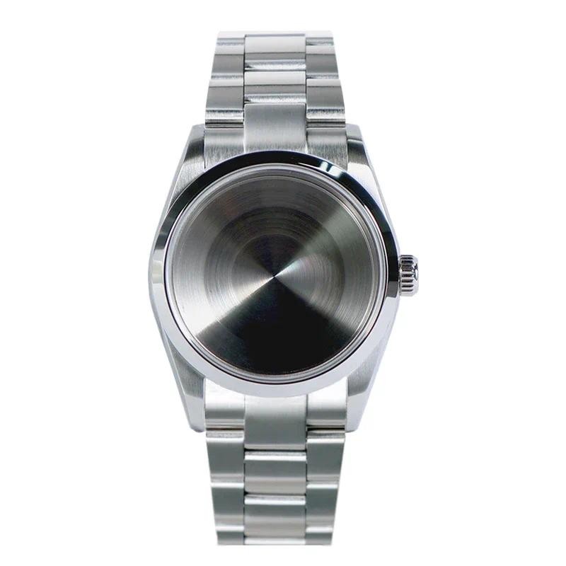

RIMALTI 36mm Dress Case Oyster Jubilee Bracelet Magnifying Glass Flat Mirror Glass Sapphire AR Coating for NH35 NH36 4R