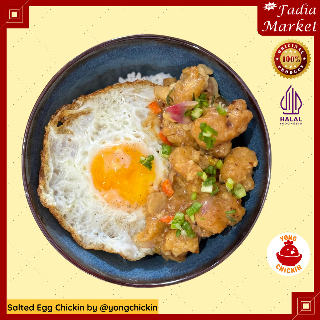 

Salted Egg Chickin Rice Bowl Ayam Saus Telur Asin + Telur Mata Sapi | Siap Saji Halal by Yong Chickin Kung (PRE ORDER 1 HARI, DIKIRIM SETIAP SENIN-SABTU JAM 10 PAGI)