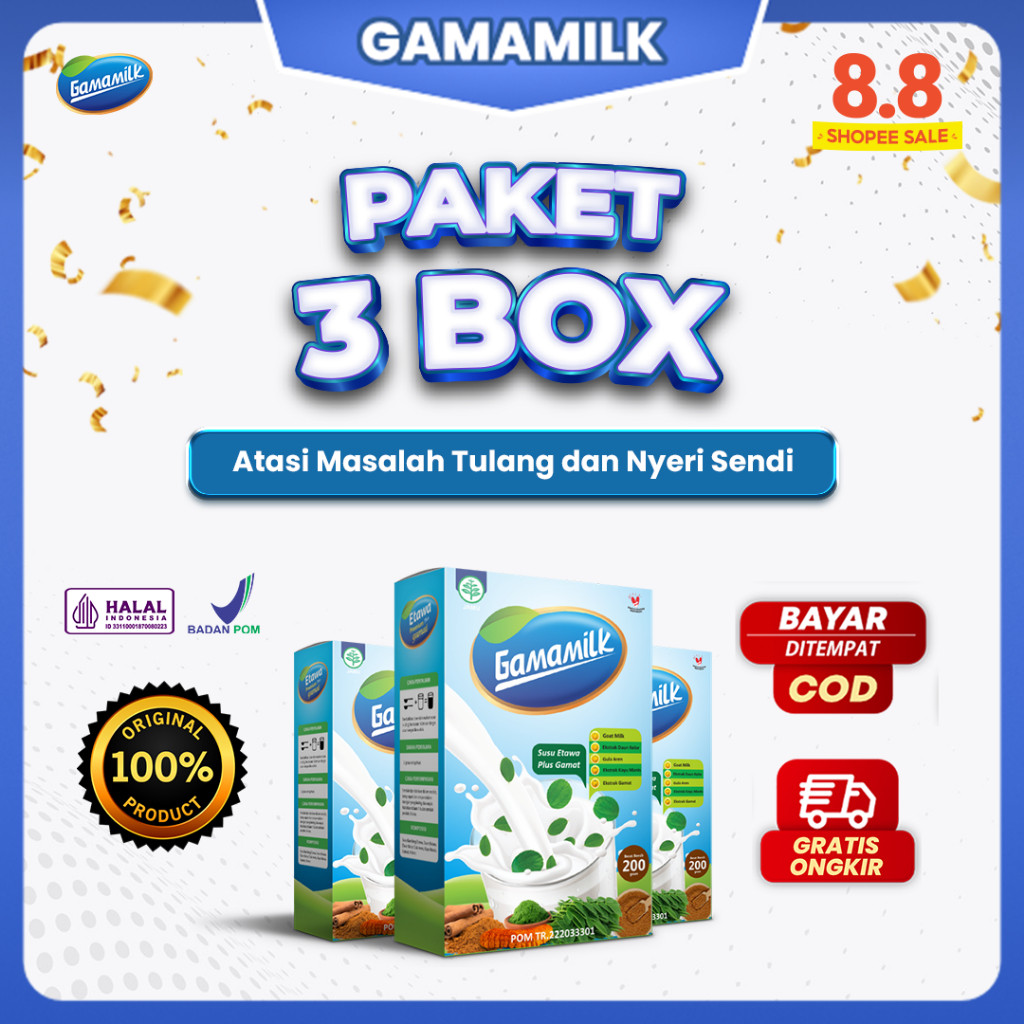 

PAKET Hemat 3 BOX SUSU KESEHATAN GAMAMILK - Atasi Masalah Tulang dan Sendi Serta Mencegah Osteoporosis