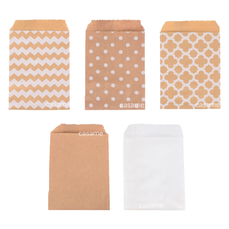 

100 Pcs 10x15cm pouch Mixed Style and Color Paper Bags Kraft Craft DIY Decoration Packaging Cute Guest Gift Bag Wedding Birthday
