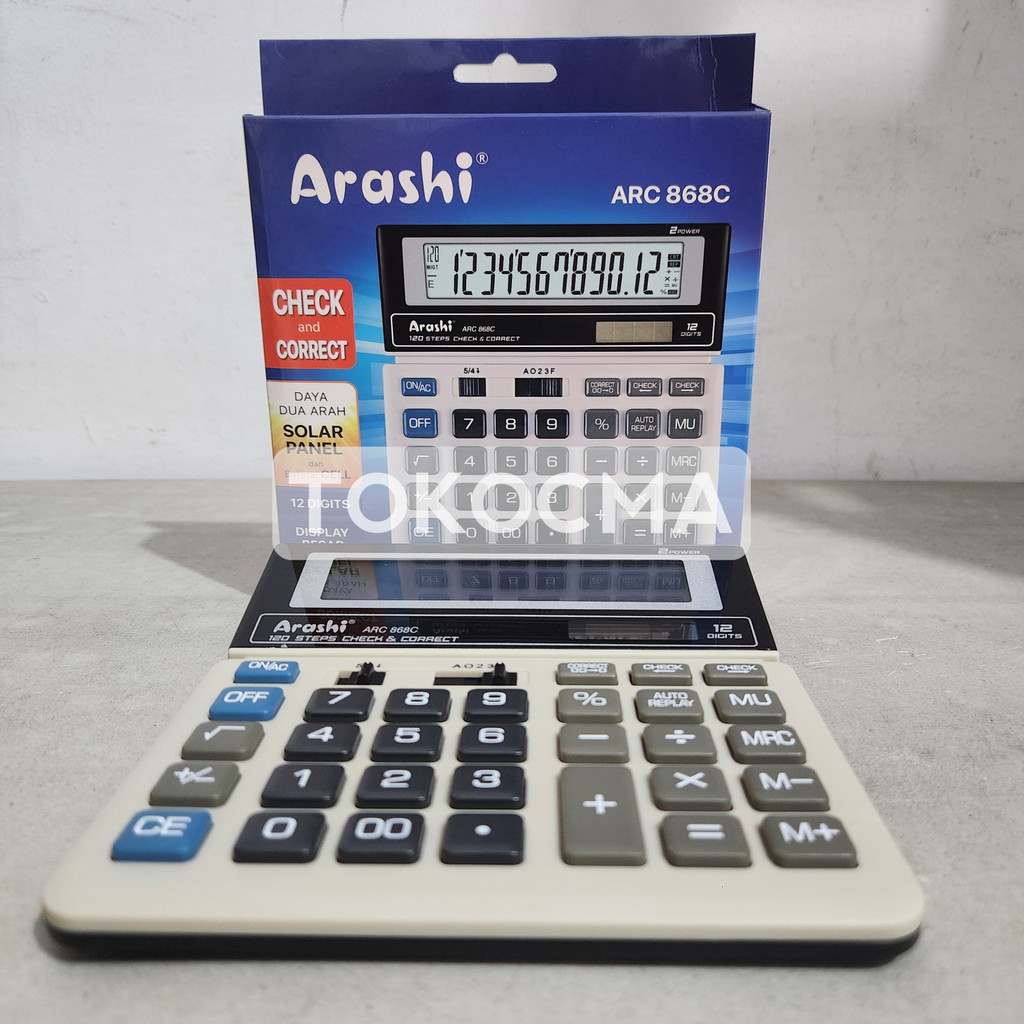 

Arashi Calculator 12 Digit Kalkulator Sedang ARC 868C / Check Correct - Two Way Power Solar Panel