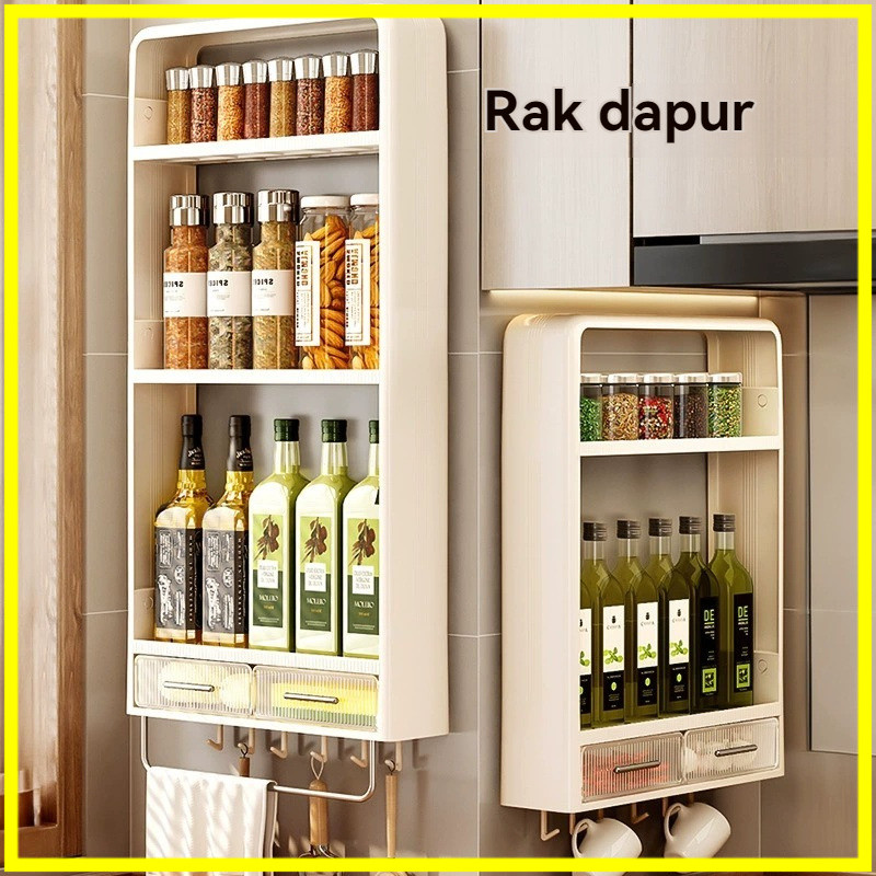 Rak Dinding Tempel Minimalis Rak Kamar Mandi Tempel Aesthetic Rak Bumbu Dapur Dinding Plastik Dapur