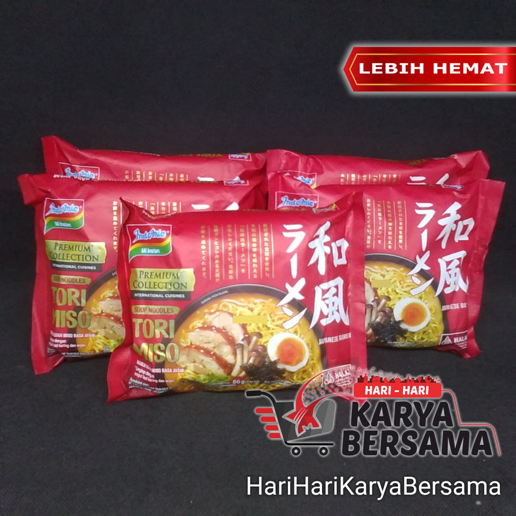 

MAKANAN MI INSTAN INDOMIE PREMIUM COLLECTION JAPANESE RAMEN TORI MISO PACK 5 PCS X 86GR