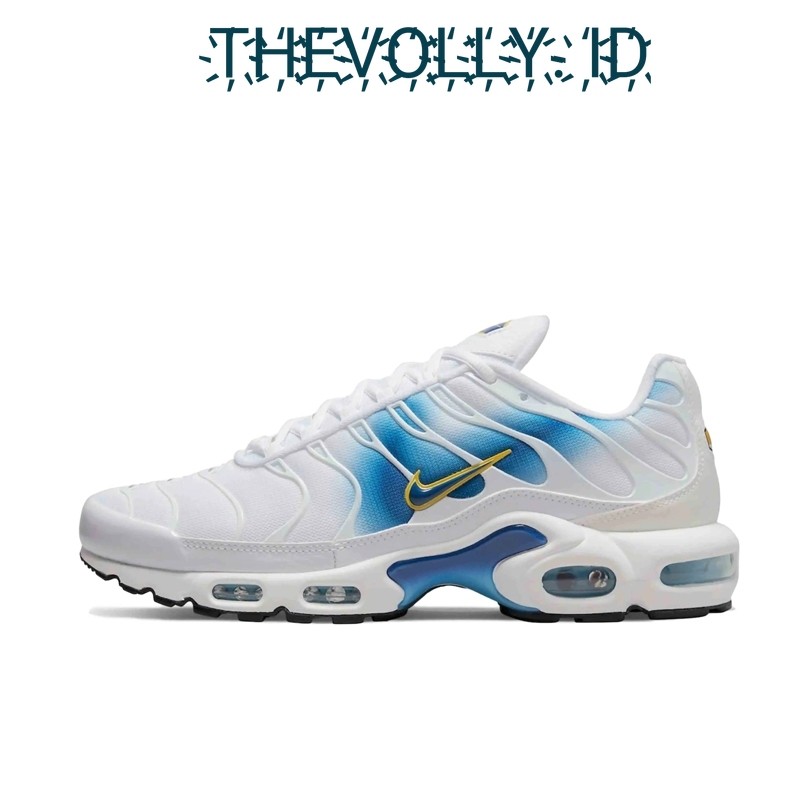 Sepatu Nike Airmax Plus TN Spray Paint Swoosh White Blue BNIB Original / Sneakers Pria