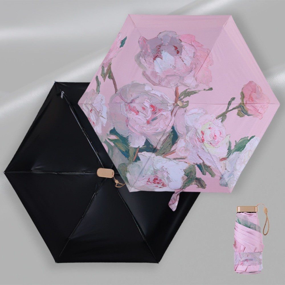 

Oil Painting Mini Sun Umbrella Compact Size Ultraviolet Protection Small Pocket Umbrella Portable Lightweight Design