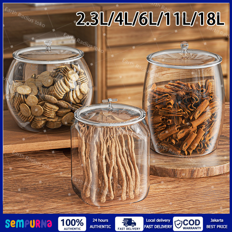 Wadah Plastik Kedap Udara Kapasitas Besar Toples Transparan Anti Bocor Tempat Penyimpanan Rempah Dap