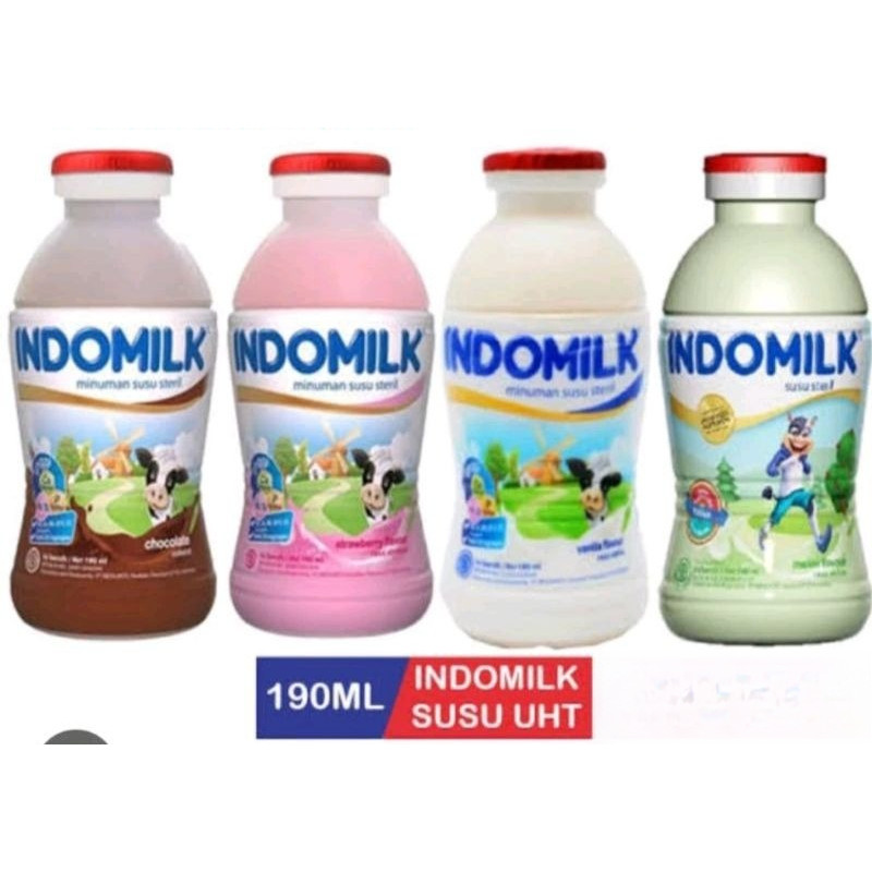 

Indomilk Botol 190ml Coklat Melon Stroberi Blueberry / Susu Cair Indomilk / Susu Botol (1 botol)