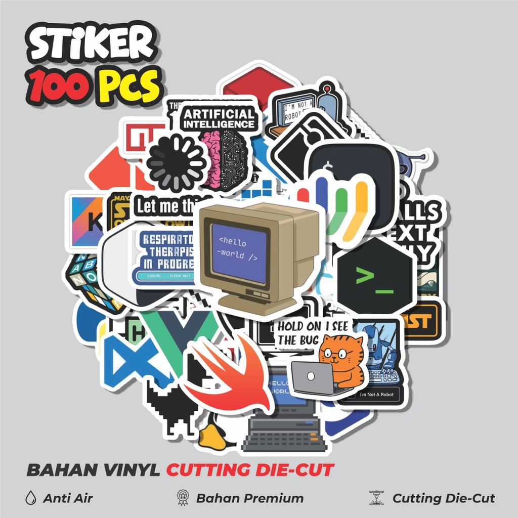 

Terbaru! 50 pcs Stiker Logo IT Programer V1 Dekorasi Lucu Kreatif untuk Notebook, Skateboard, HP