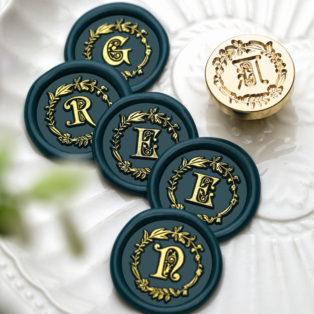 

25mm Wreath Letter A-Z Sealing Wax Stamp Customize 26 English Alphabet Brass For DIY Scrapbooking Envelope Card Decoration