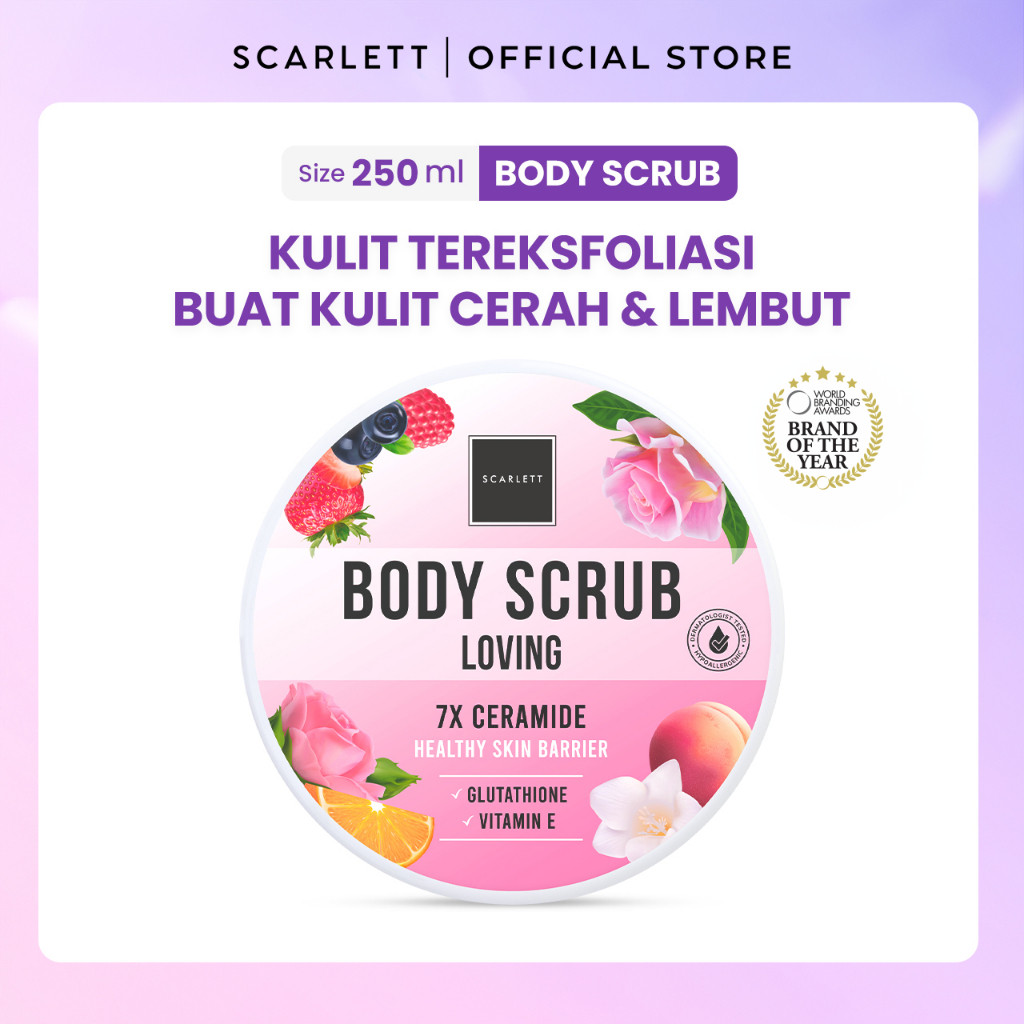 Scarlett Whitening Loving Body Scrub - Lulur Scrub for Lightening Body dengan 7X Ceramide untuk Menc