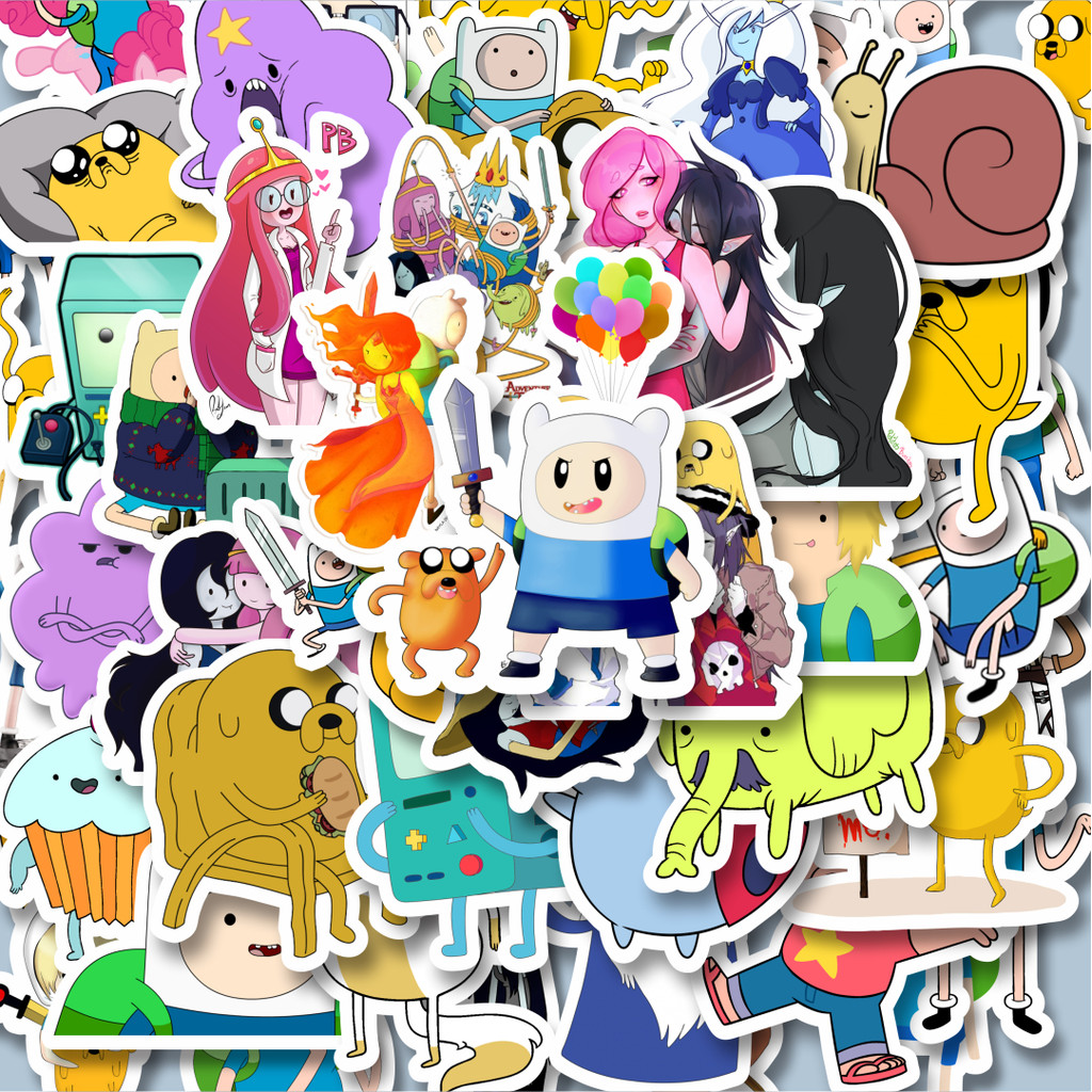

100PCS Lucu Stiker Kartun Series Adventure Time Character Mix 5 Stiker Aesthetic Stiker Anti Air Stikers Berperekat Waterproof sticker decal buat Motor Helm Buku Journal Koper Casing HP Laptop Botol Minum Hadiah anak