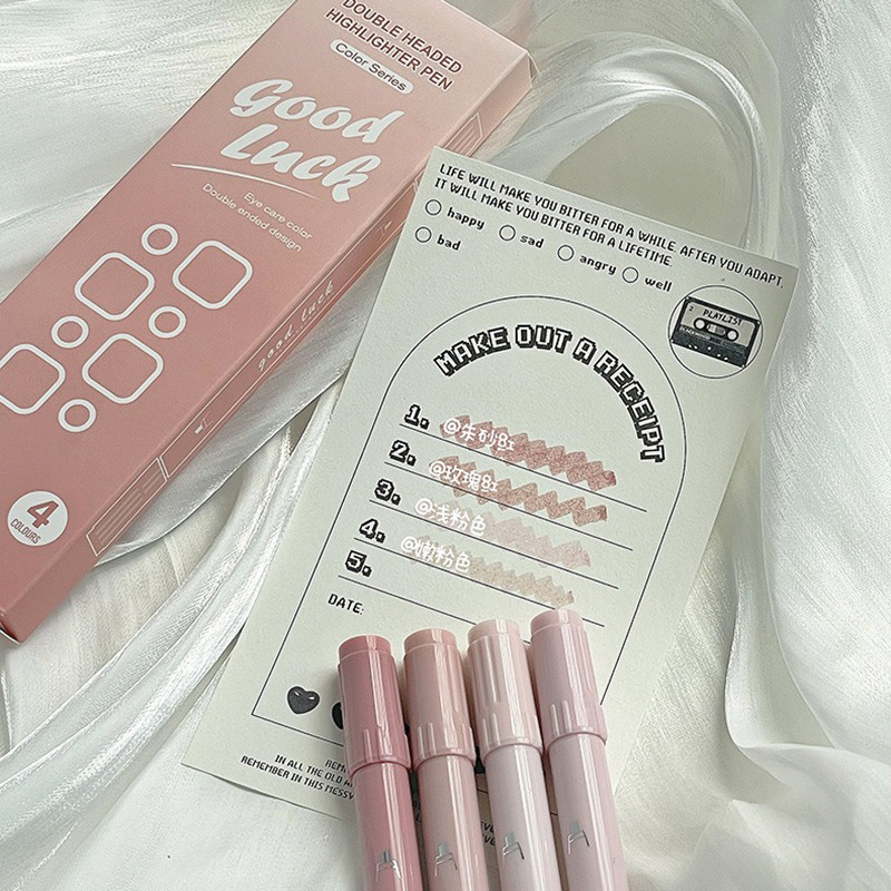 

Gradient Double-headed Highlighter Set 4PCS Kawaii Ins High-value Key Color Marker Pen DIY Student and Children's Handbook Pen