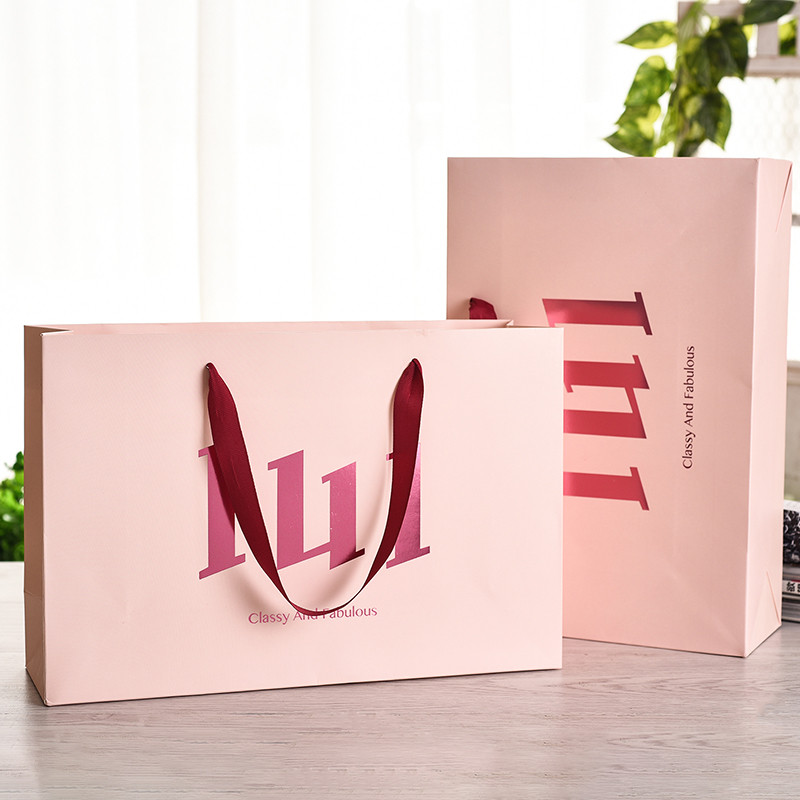 

Wholesale 500pcs/Lot Luxury High-end Paper Shopping Bags with Ribbon Handle Custom Your Own Logo Printed for Women Jewelry
