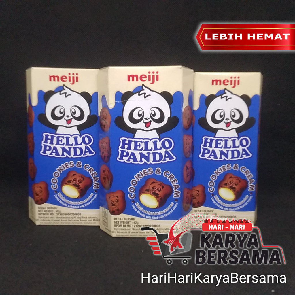 

MAKANAN RINGAN BISKUIT MEIJI HELLO PANDA COOKIES & CREAM PACK 3'S X 42GR