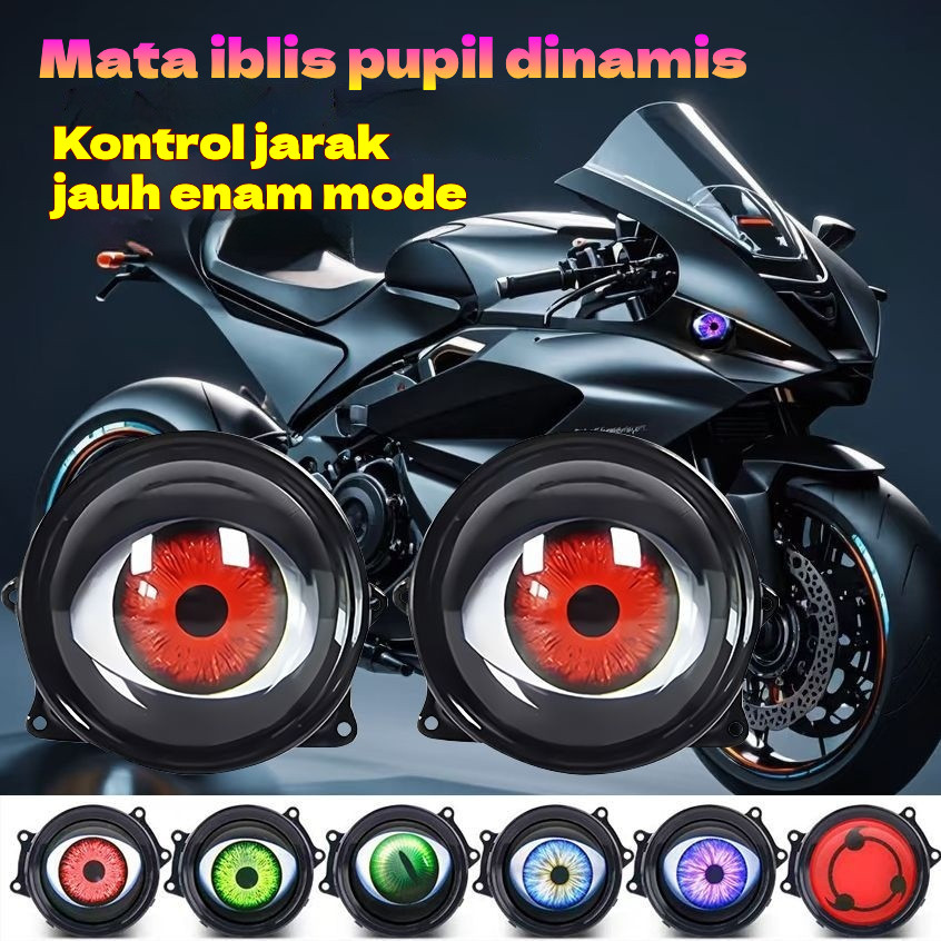 Lampu Mata Iblis LED Lensa Mobil Dinamis Atmosfer Mata Elang Mobil Truk Motor Lampu Depan Modifikasi