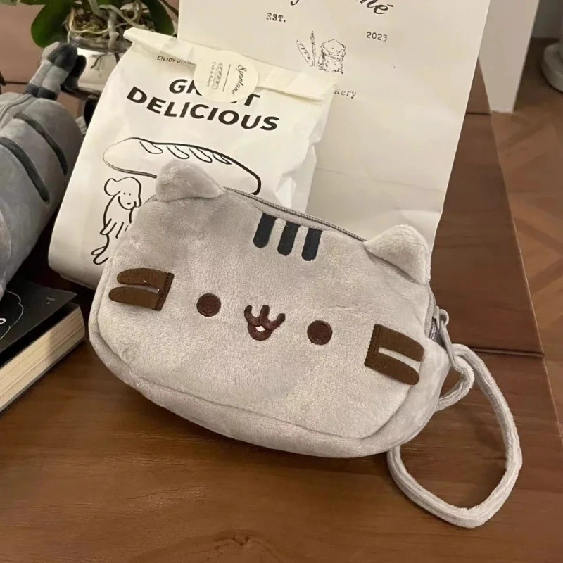 

1PC Anime Fat Gray Cat Plush Toy Pencil Bag for Students and Children Cat Pencil Box Storage Bag Large Capacity Pencil Box