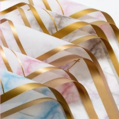 

kireipaper - Flower Wrapping Gold Line Marble Cellophane Waterproof Kertas Buket Bunga Ecer 1lembar