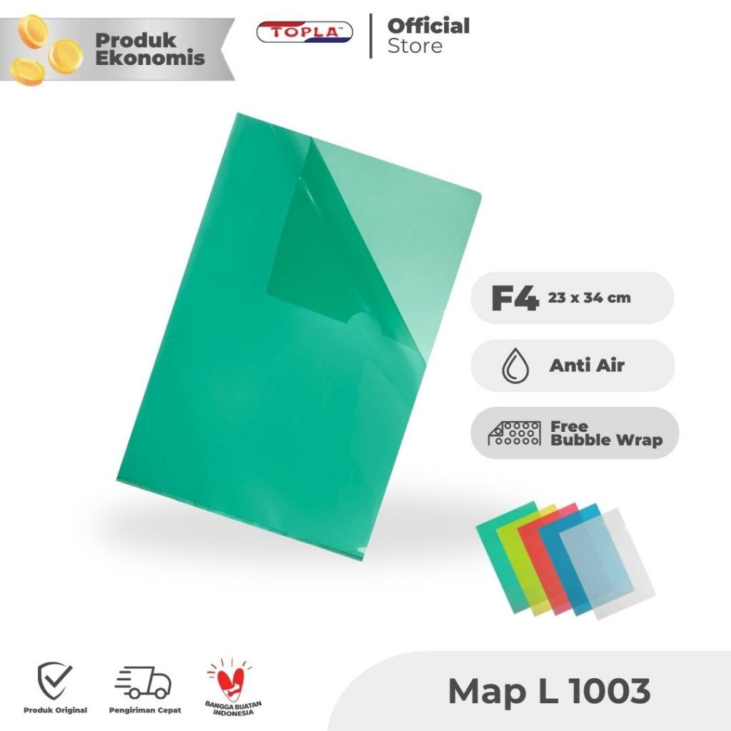 

Map L 1003 T map clear sleeves selip kertas kantoran ukuran folio Topla