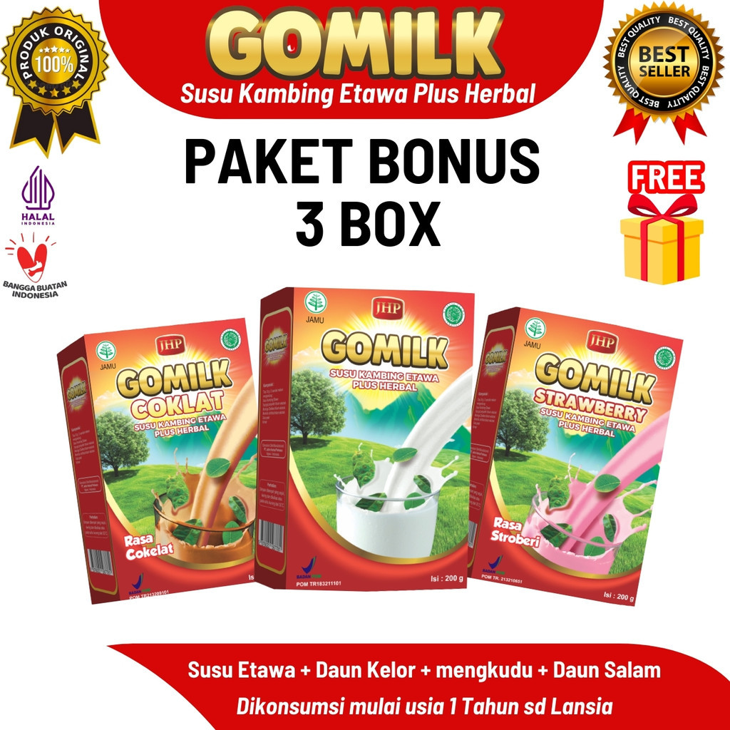 

[Paket 3 box] GOMILK Susu Etawa Herbal Paket Bonus Paling Best Seller