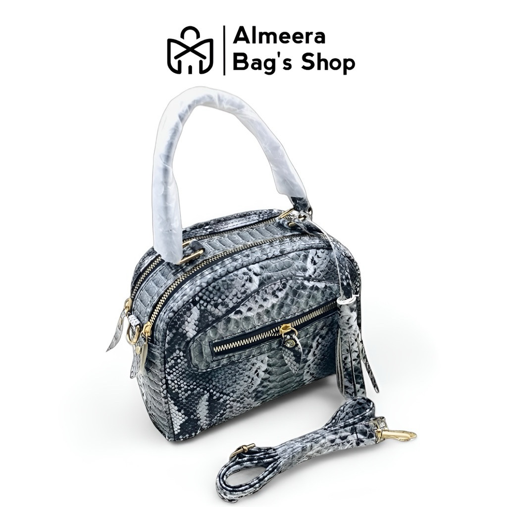 Almeera Bag - TAS WANITA ULAR Sintetis 2RES TAS SELEMPANG ULAR ROMBE TENTENG OVAL