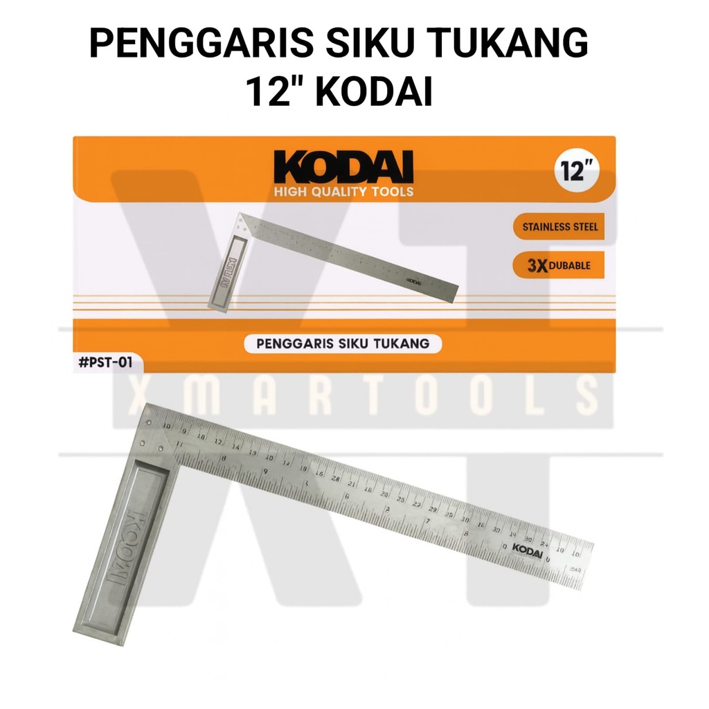 

PENGGARIS SIKU TUKANG 12 INCH KODAI – Stainless Steel Anti Karat Presisi Tinggi