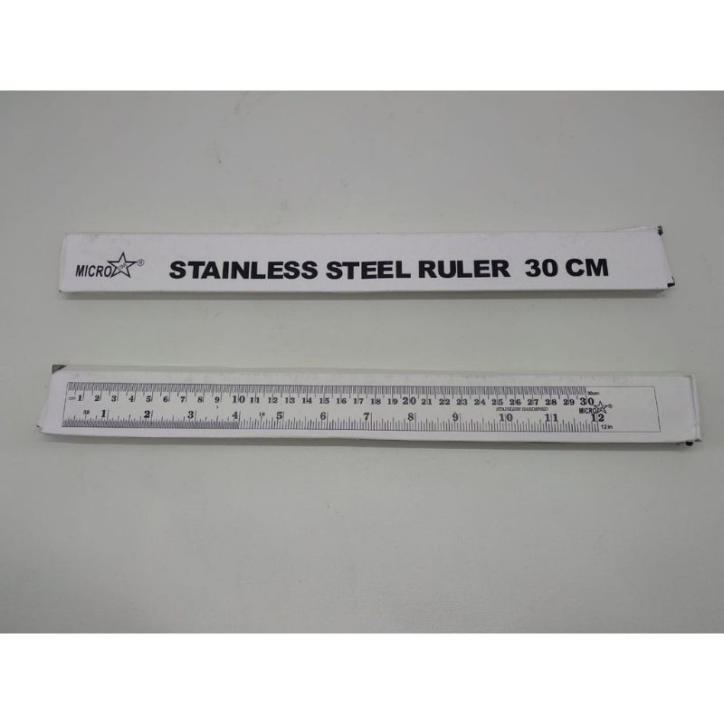 

Penggaris/mistar besi 30 cm Micro star ( 1pak/12pcs )