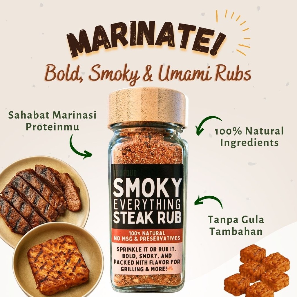 

TRUFUUD Dry Rub Bumbu Marinasi Serbaguna Rendah Kalori No MSG Tanpa Pengawet | Smoky Everything Steak Rub