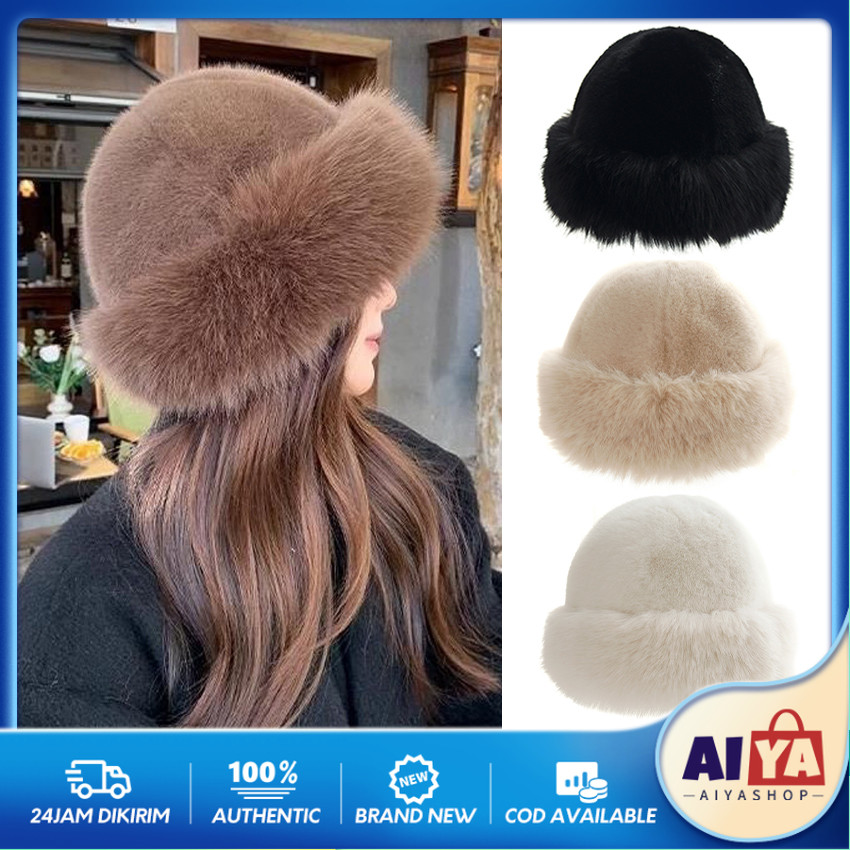 Topi Winter Wanita Fashion Mongol Fur Hat Model Kupluk Mongolia Topi Bulu Mink Autumn Winter Musim D